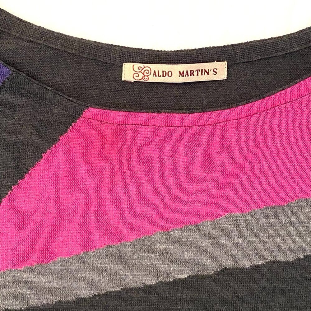 Aldo Martin's geometric wool blend sweater Womens 6 designer luxury lightweight - Picture 5 of 7